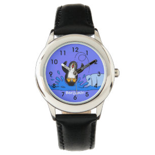 Bild på tecknaden Cute lycklig som hoppar över pen Armbandsur