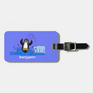Bild på tecknaden Cute lycklig som hoppar över pen Bagagebricka