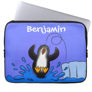 Bild på tecknaden Cute lycklig som hoppar över pen Laptop Fodral
