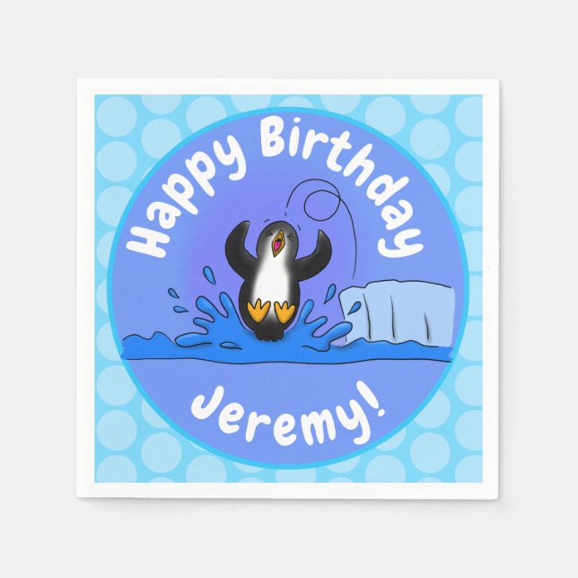 Bild på tecknaden Cute lycklig som hoppar över pen Pappersservett (Framsidan)