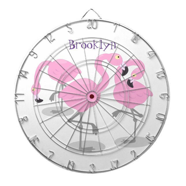 Bild på tecknaden för akut rosa flamingo trio darttavla (Framsidan)