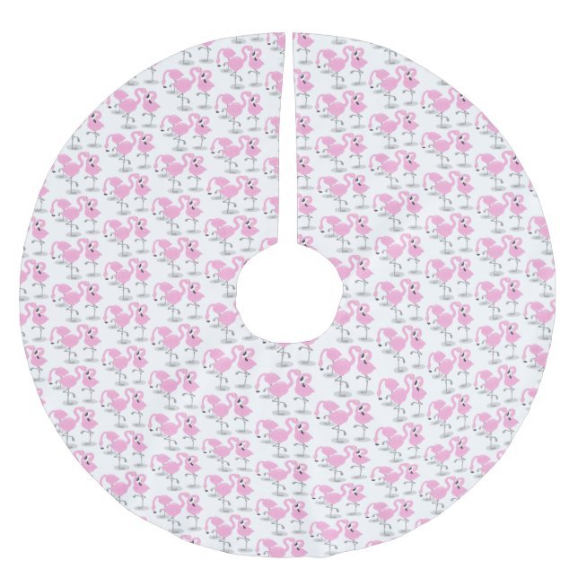 Bild på tecknaden för akut rosa flamingo trio julgransmatta borstad polyester (Framsidan)