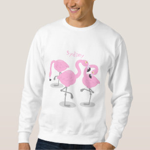 Bild på tecknaden för akut rosa flamingo trio lång ärmad tröja
