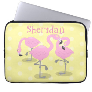 Bild på tecknaden för akut rosa flamingo trio laptop fodral