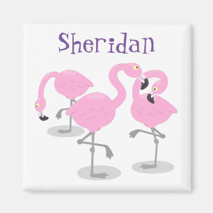 Bild på tecknaden för akut rosa flamingo trio magnet