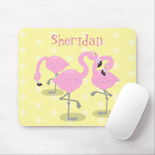 Bild på tecknaden för akut rosa flamingo trio musmatta