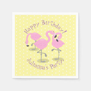 Bild på tecknaden för akut rosa flamingo trio pappersservett