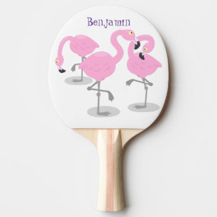Bild på tecknaden för akut rosa flamingo trio pingisracket