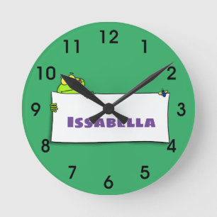 Bild på tecknaden för att plocka upp grönt rund klocka