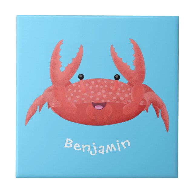 Bild på tecknaden för Cute Red Spot Crab Kakelplatta (Framsidan)
