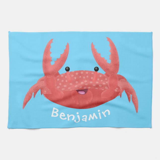 Bild på tecknaden för Cute Red Spot Crab Kökshandduk (Horisontell)