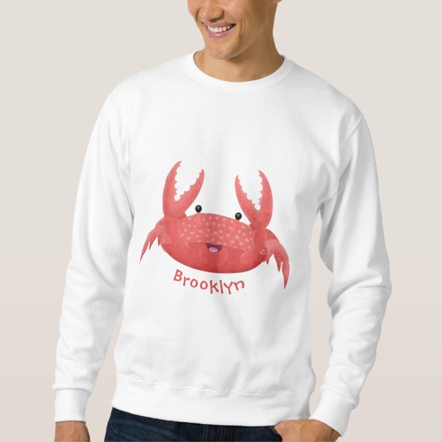 Bild på tecknaden för Cute Red Spot Crab Lång Ärmad Tröja (Framsida)
