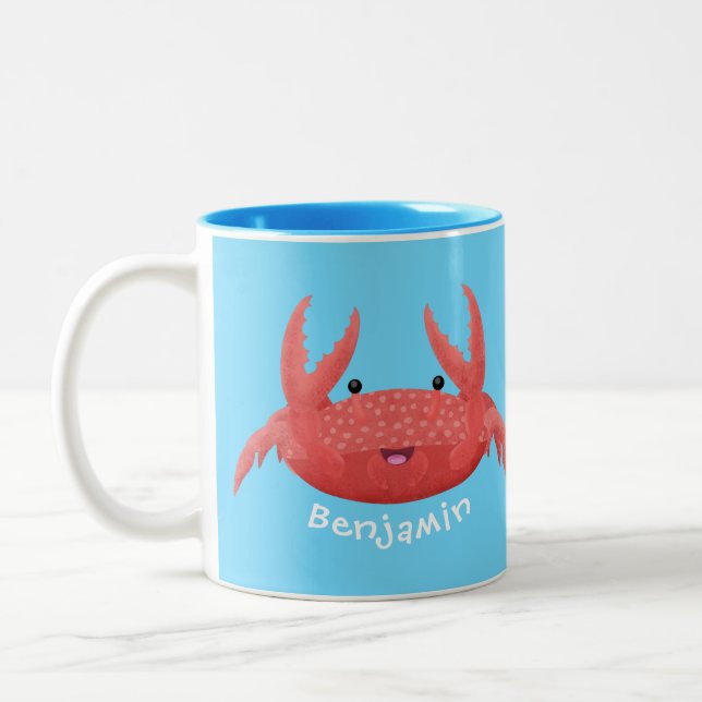 Bild på tecknaden för Cute Red Spot Crab Två-Tonad Mugg (Vänster)
