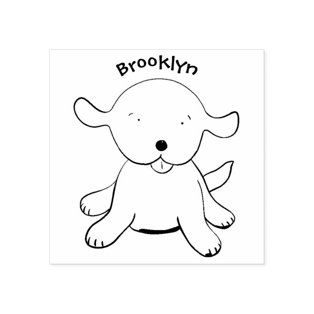 Bild på tecknaden för den hund valpen i Cute lyckl Stämpel (Tryck)