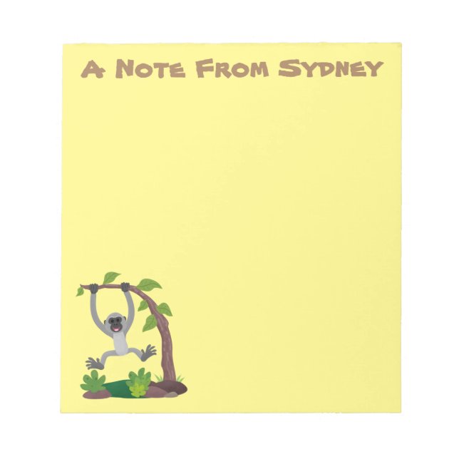 Bild på tecknaden för gibbon-bandet i Cute lycklig Anteckningsblock (Framsida)