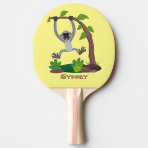 Bild på tecknaden för gibbon-bandet i Cute lycklig Pingisracket