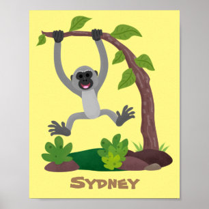 Bild på tecknaden för gibbon-bandet i Cute lycklig Poster