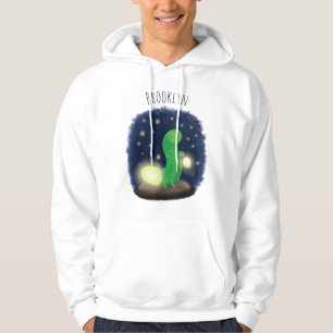 Bild på tecknaden för ljusflöde för grönt i mask hoodie