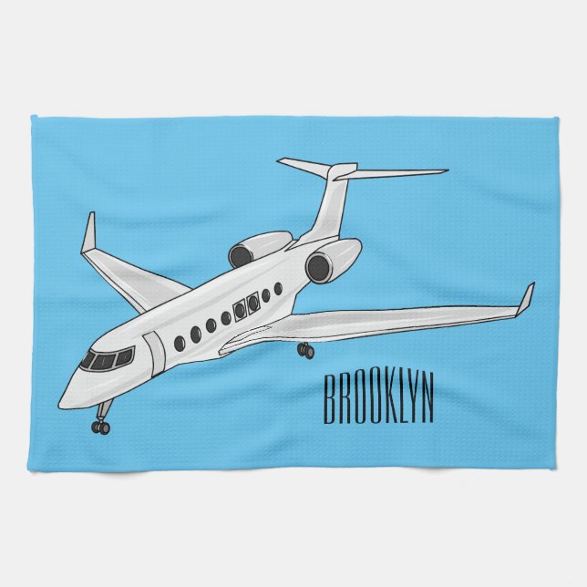 Bild på tecknaden för privat jet kökshandduk (Horisontell)