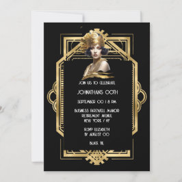 Bild på temat Gatsby Flapper girl Black guld 1920 Inbjudningar