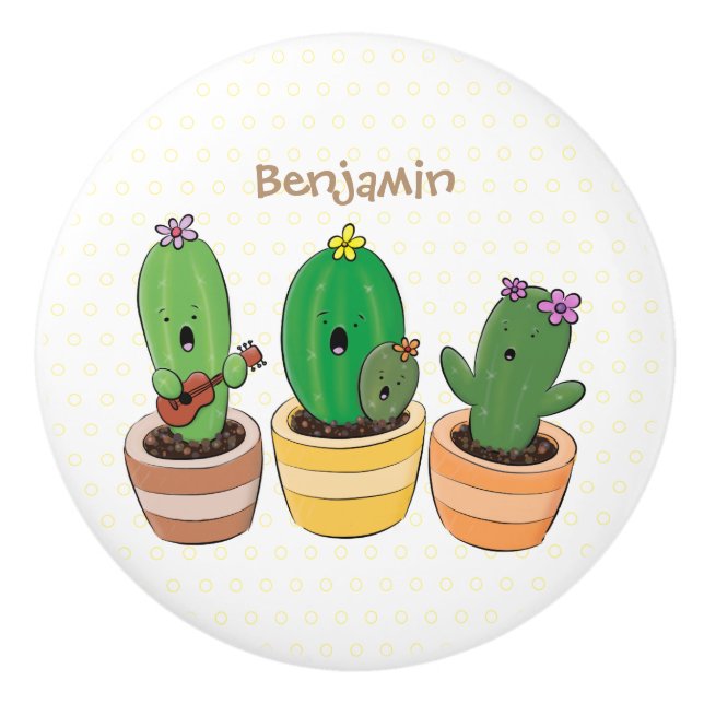 Bild på trio-tecknaden för Cute cactus trio Knopp (Framsidan)