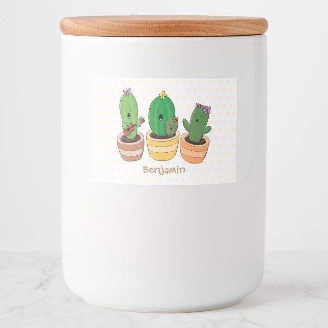 Bild på trio-tecknaden för Cute cactus trio Mat Etiketter (Framsida)