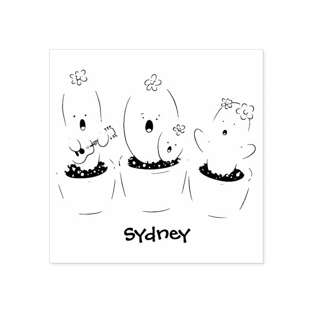 Bild på trio-tecknaden för Cute cactus trio Stämpel (Tryck)