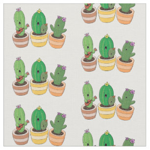 Bild på trio-tecknaden för Cute cactus trio Tyg