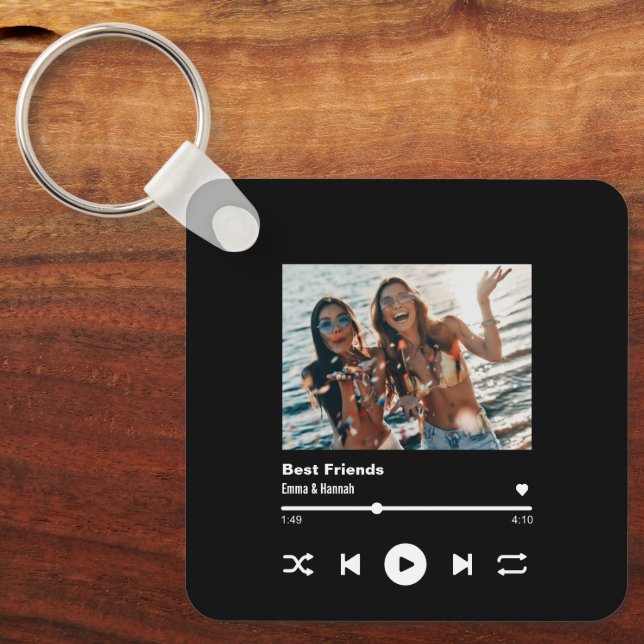 Bild på Vänskapen Besties i anpassningsbar Sång QR Nyckelring (Framsida)