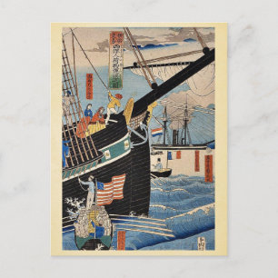 Bild på västerländska handlare av Utagawa, Sadahid Vykort