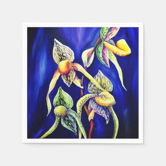 Bild på vattenfärgen Dam Slipper Orchids Pappersservett (Framsidan)