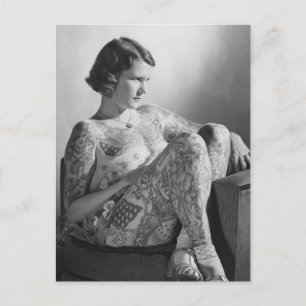 Bild på Vintage B&W för tatoed Sailor Girl Vykort