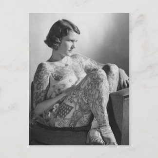 Bild på Vintage B&W för tatoed Sailor Girl Vykort