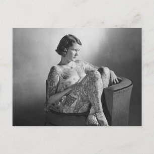 Bild på Vintage B&W för tatoed Sailor Girl Vykort