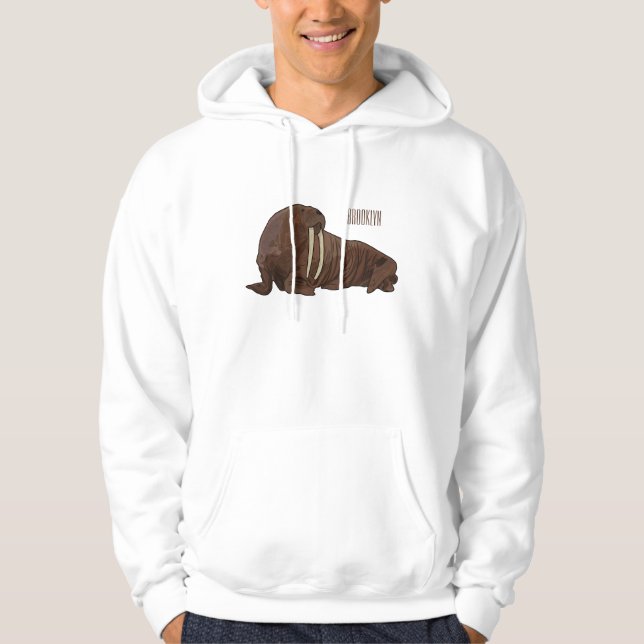 Bild på Walrus tecknad Hoodie (Framsida)