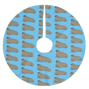 Bild på Walrus tecknad Julgransmatta Borstad Polyester