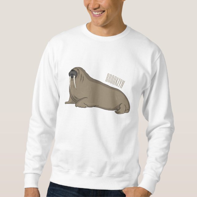 Bild på Walrus tecknad Lång Ärmad Tröja (Framsida)