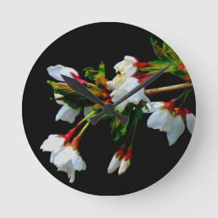 Bild på White Cherry Blommar Rund Klocka