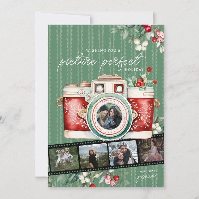 Bild Perfekt | Vintage Camera Helgdag Photo Kort (Framsida)