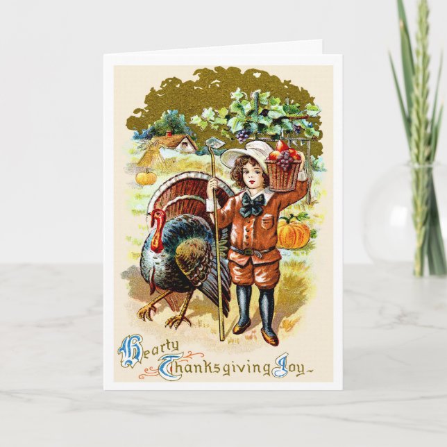 "BILD POSTCARD"HEARTY THANKSGIVING JOY HÄLSNING HELGKORT (Framsida)