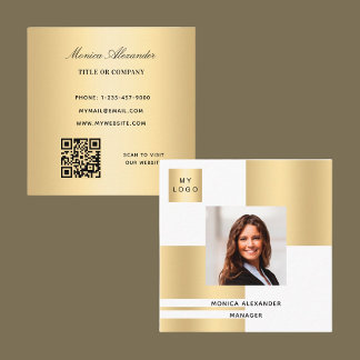 Bild QR-kod för vit guld-logotyp Fyrkantigt Visitkort