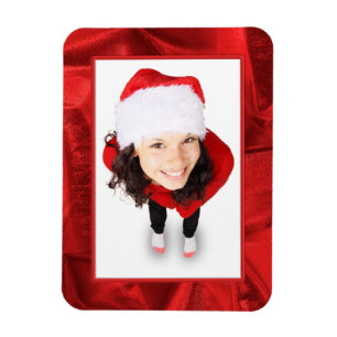Bild Ram - Red Metallic Crumpled Fabric Photo Magnet