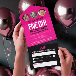 Bild rosa svarta fotocirklar 50:e födelsedag