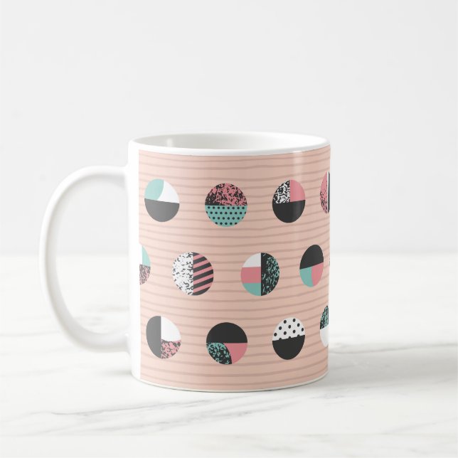 Bild som är mönstrad cirklar sömlös mönster. Vinta Kaffemugg (Vänster)
