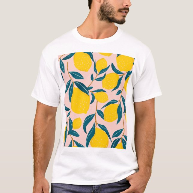 Bild som illustrerar citroner: rosa sömlös mönster t shirt (Framsida)