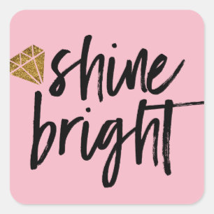 Bild visar ljus text med Guld-diameter Fyrkantigt Klistermärke