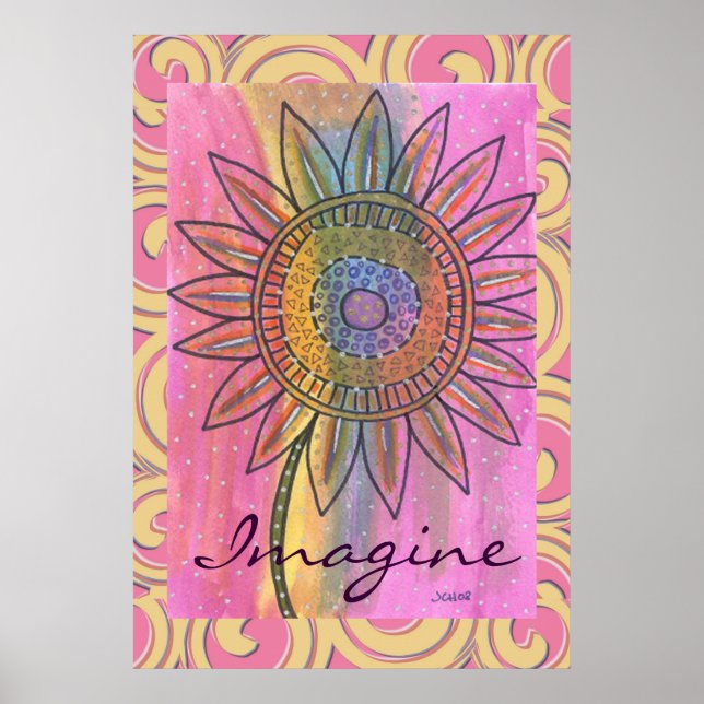 Bilda fredstie Dye Flower Watercolor Art Poster (Framsidan)