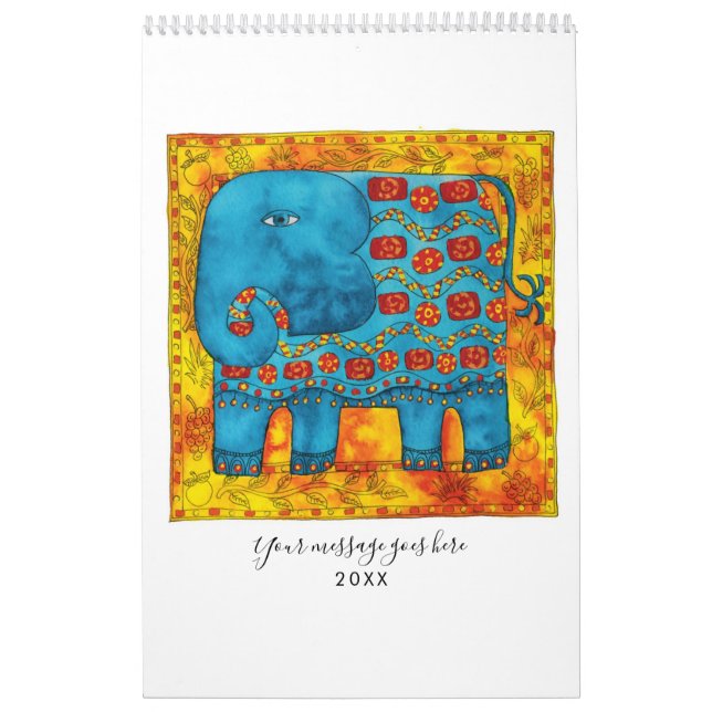 Bildad djurart vattenfärgskonst kalender (Omslag)