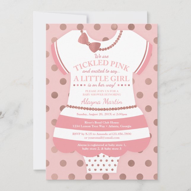 Bildad inbjudan till Rosa Baby Shower, Faux Glitte (Framsida)