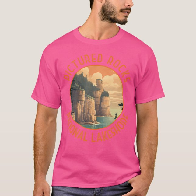 Bildad Sten National Lakeshore Distress Circl T Shirt (Framsida)